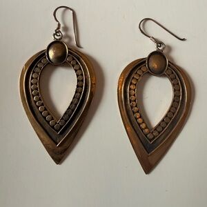 Vintage brass tone Teardrop Earrings stamped 925
